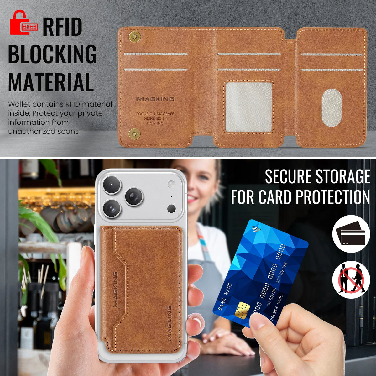 Plugwell™ MagSafe 3-fach faltbare RFID-blockierende magnetische Brieftasche & Kartenhalter