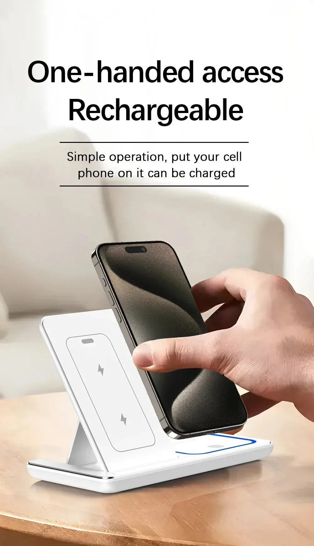 3-in-1 kabelloser Ladeständer 30W LED, faltbares kabelloses Ladegerät für iPhone 16 15 Pro Max, iWatch 8 7, AirPods, Ladestation