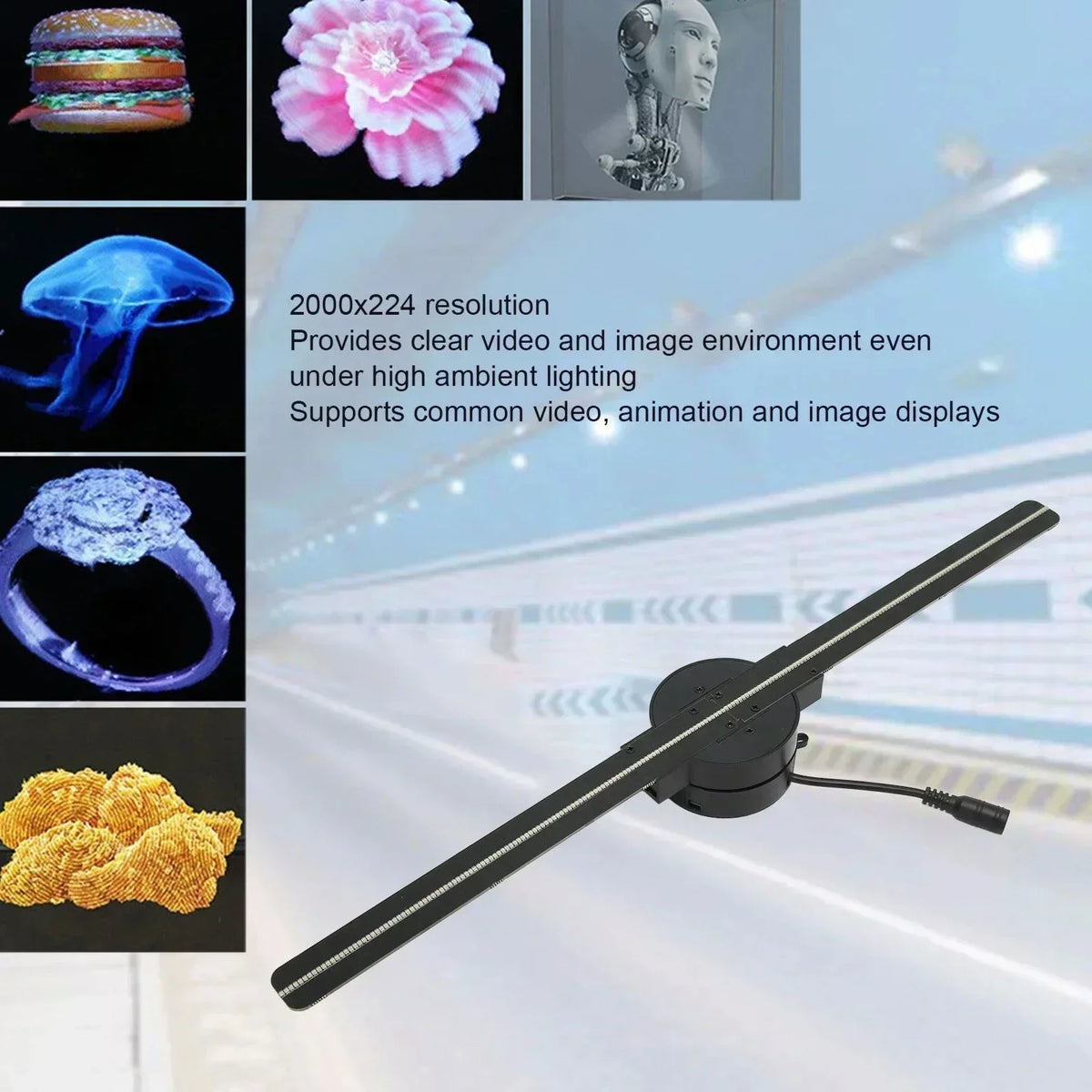 Plugwell™ 42CM 3D Hologram Fan | HD Holographic Projector & Advertising Display Light