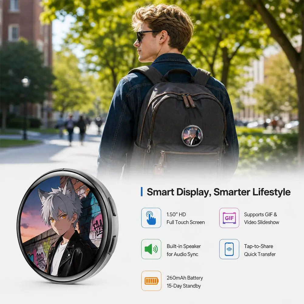 Plugwell™ Anime Digital E-Badge & Interactive Touchscreen Pin | Custom GIF & Video Wearable Display