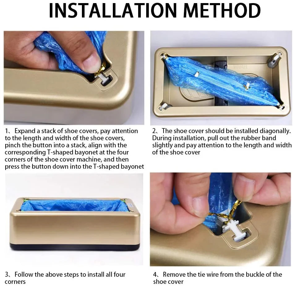 Plugwell™ Automatic Hands-Free Shoe Cover Dispenser & 100-Piece Set