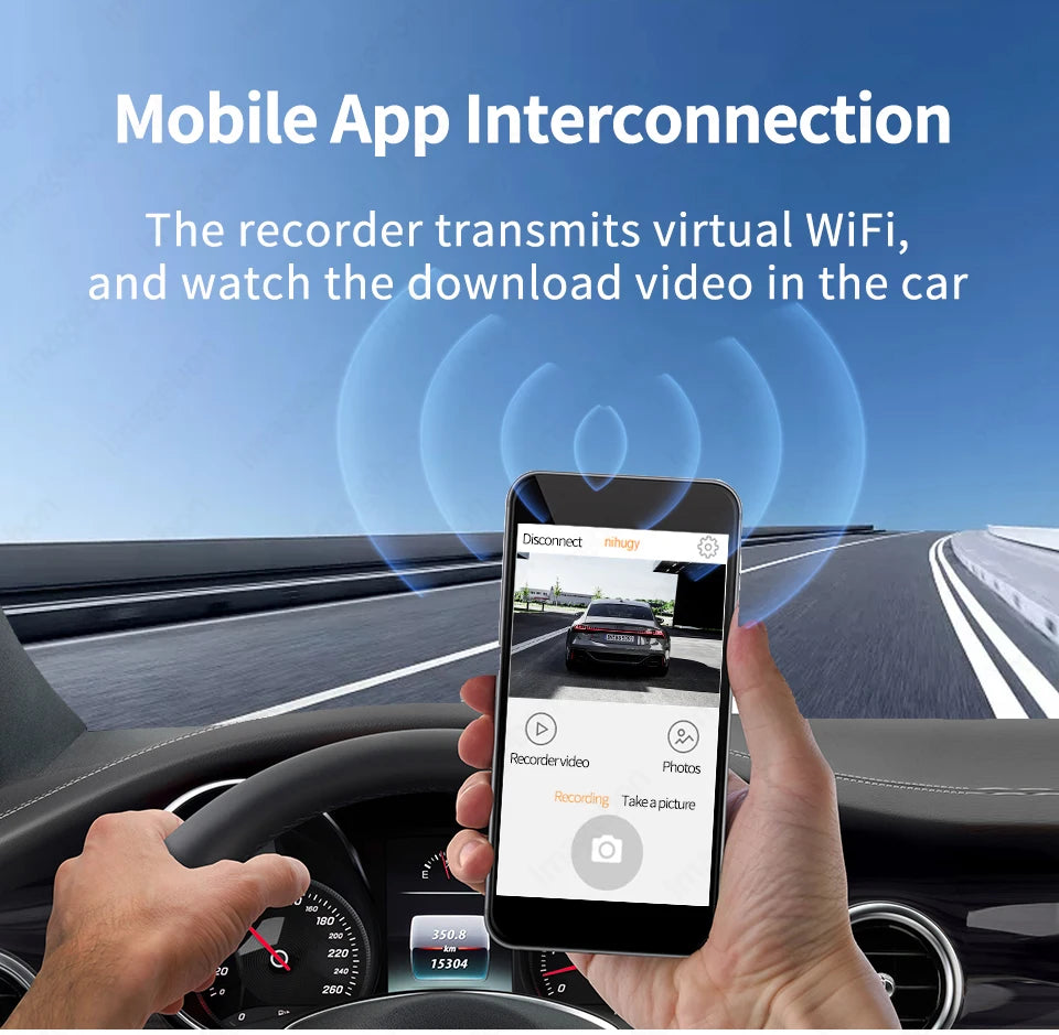 Dashcam 4K 2160P Auto-DVR CarPlay Android Auto Streaming Rückspiegel GPS 5G WLAN FM-Radio AUX Dashcam Auto-Kamera Fahrtenschreiber