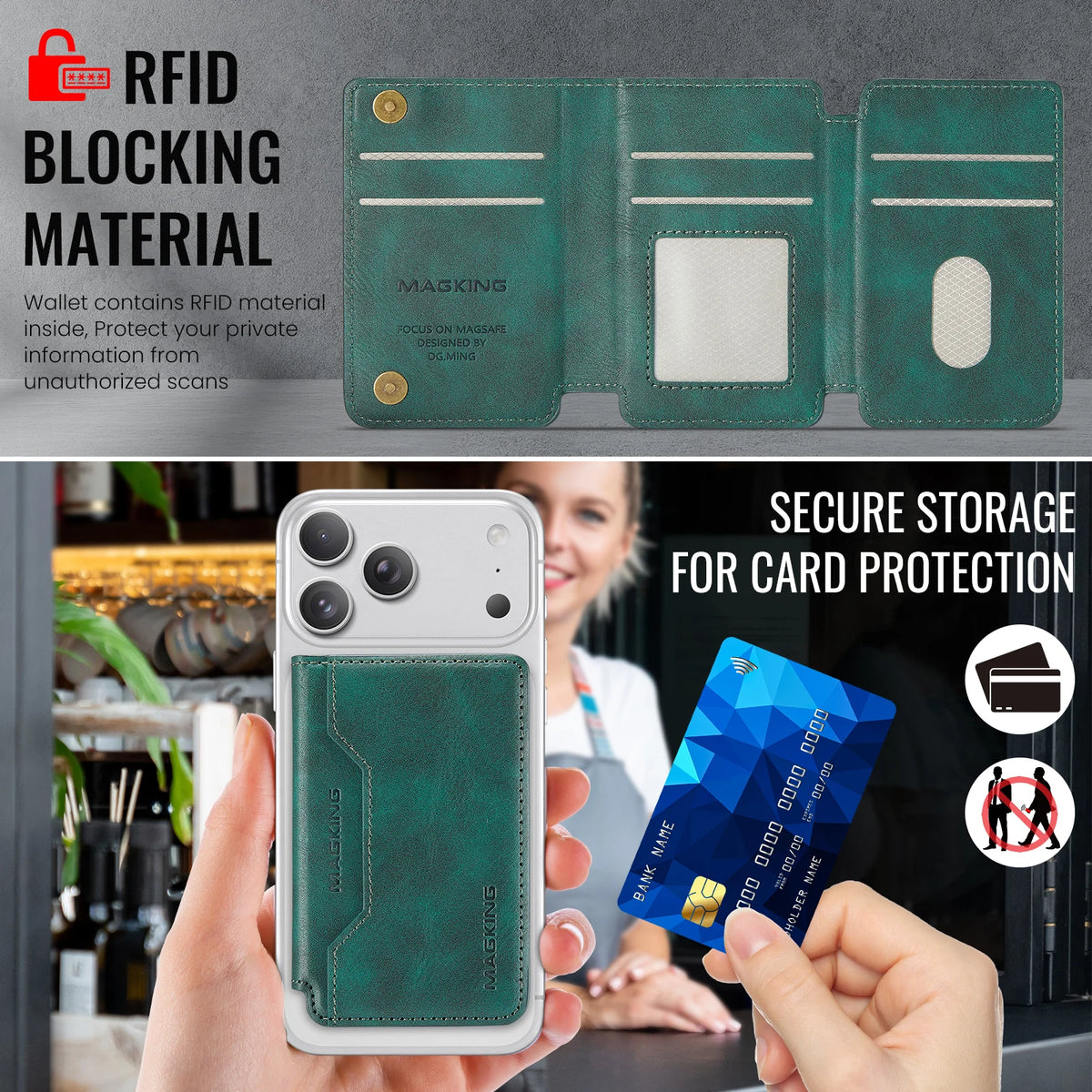 Plugwell™ MagSafe 3-fach faltbare RFID-blockierende magnetische Brieftasche & Kartenhalter