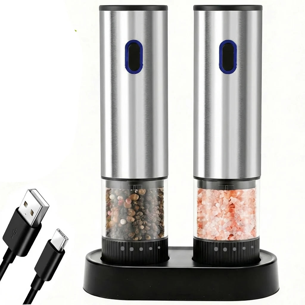 Rechargeable Electric Salt & Pepper Grinder with Adjustable Coarseness