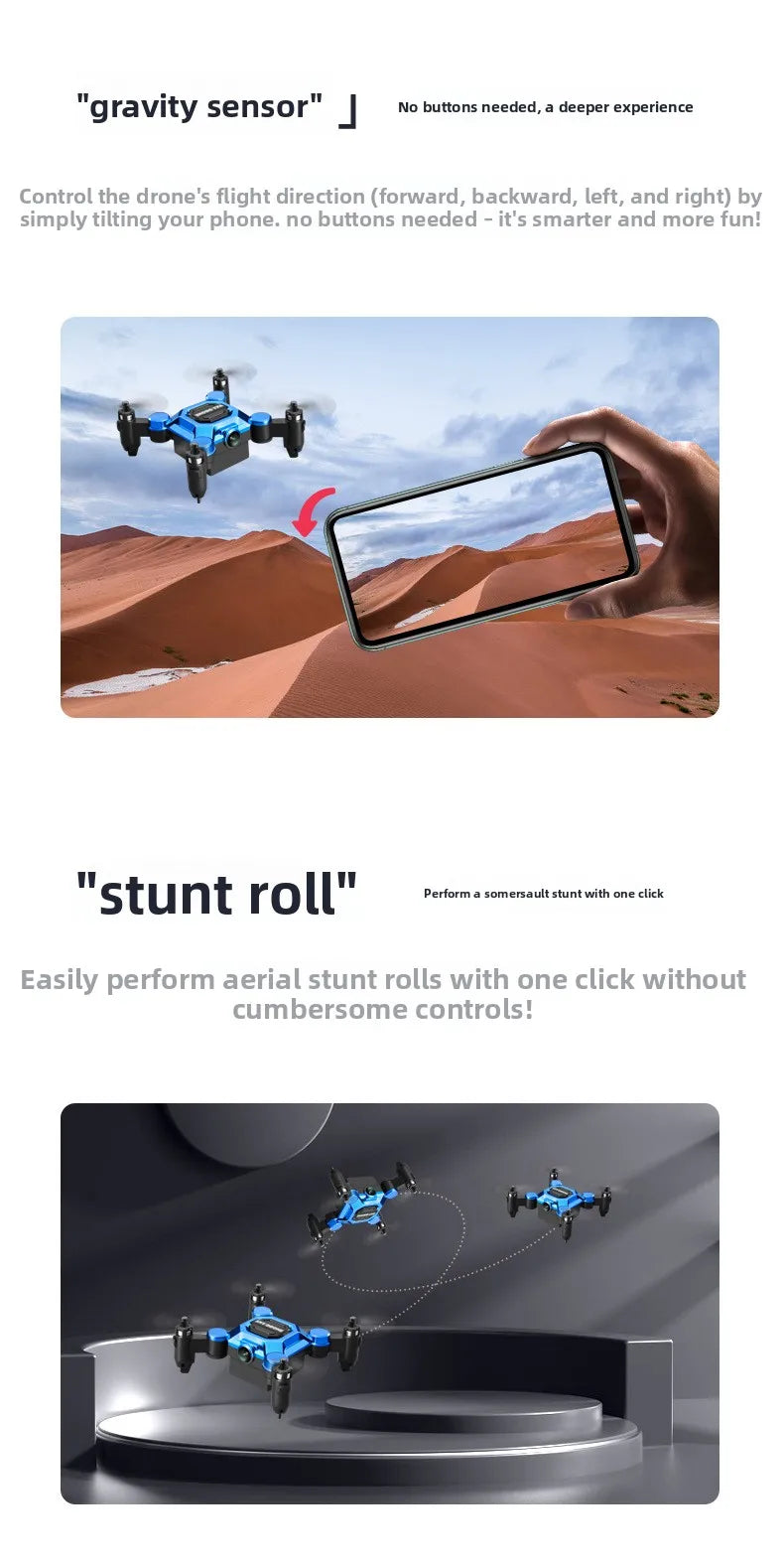 Mini-Klappdrohne, ferngesteuertes Fluggerät, Quadcopter für Luftaufnahmen, Spielzeug, klein, stoßfester Hubschrauber