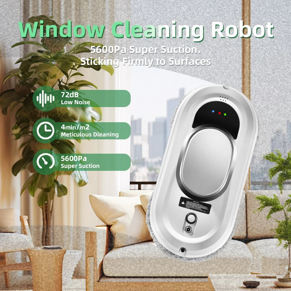 Robot lavavetri elettrico Plugwell™ | Aspiratore automatico per pulizia vetri da 5600Pa con telecomando
