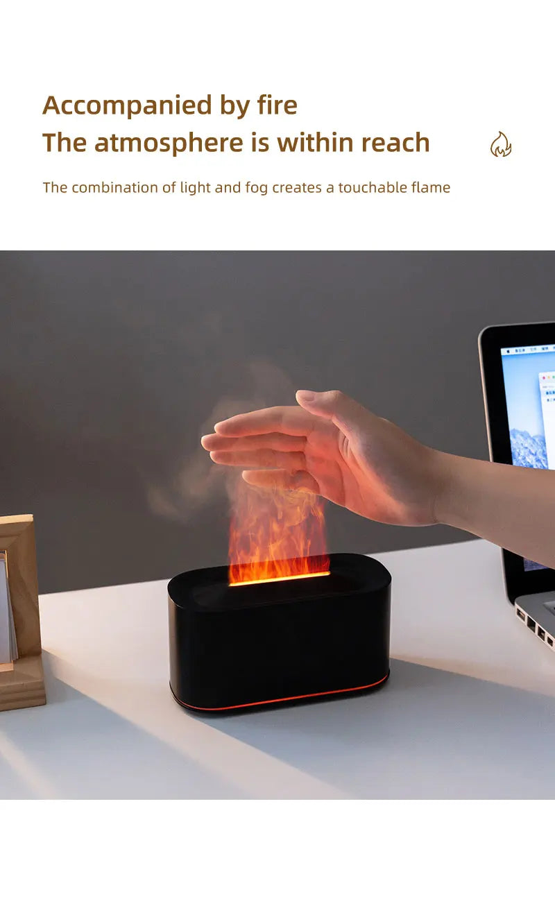 Plugwell™ Mini Flame Aroma Diffuser & RGB Air Humidifier | Essential Oil Desktop Sprayer