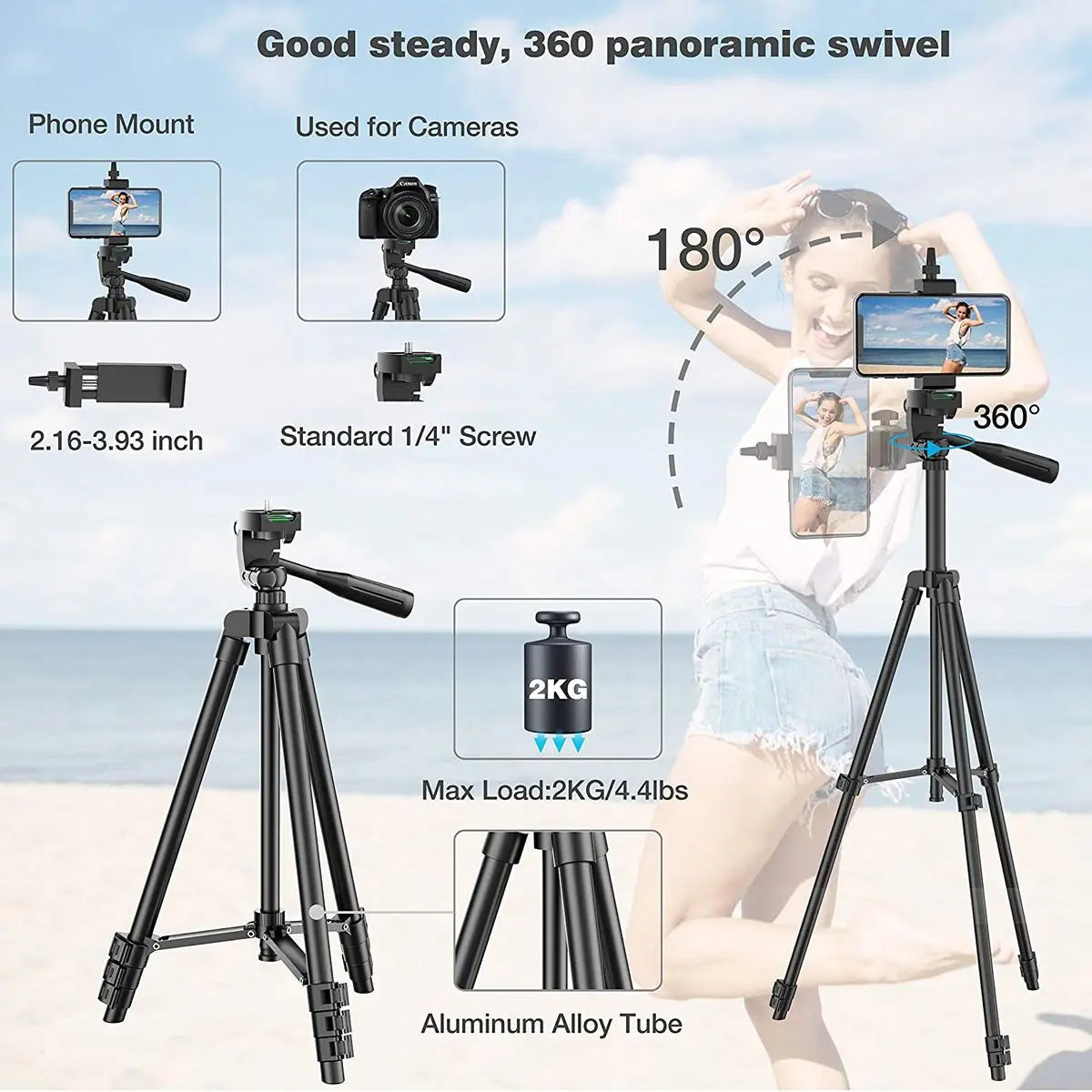 Universal Phone Extendable Tripod DSLR Camera Lightweight Photography With Bluetooth Remote Control For Mobile Phone Camera Live