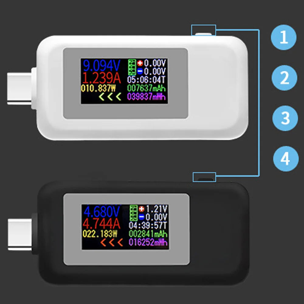 Plugwell™ 10-in-1 Digitales USB-C-Spannungs- und Strommessgerät