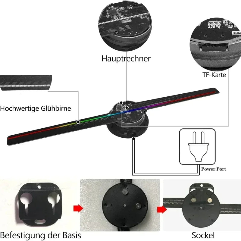Plugwell™ 42CM 3D Hologram Fan | HD Holographic Projector & Advertising Display Light