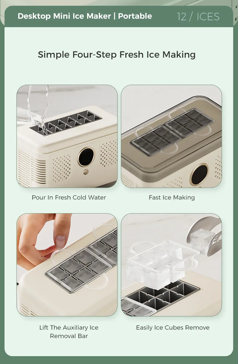 Plugwell™ Portable Mini Ice Maker | 12V/220V Compact Automatic Ice Cube Machine for Car, Camping & Home