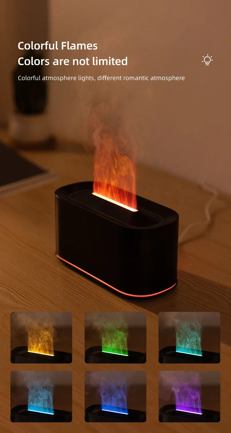 Plugwell™ Mini Flame Aroma Diffuser & RGB Air Humidifier | Essential Oil Desktop Sprayer