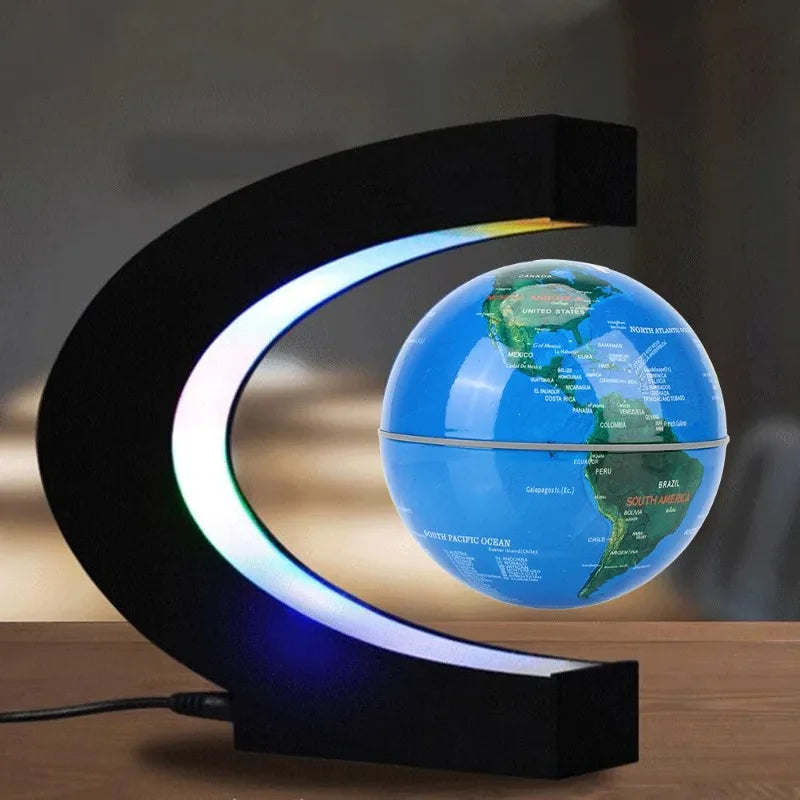 Plugwell™ Levitating World Map Globe with Color-Changing LED Base