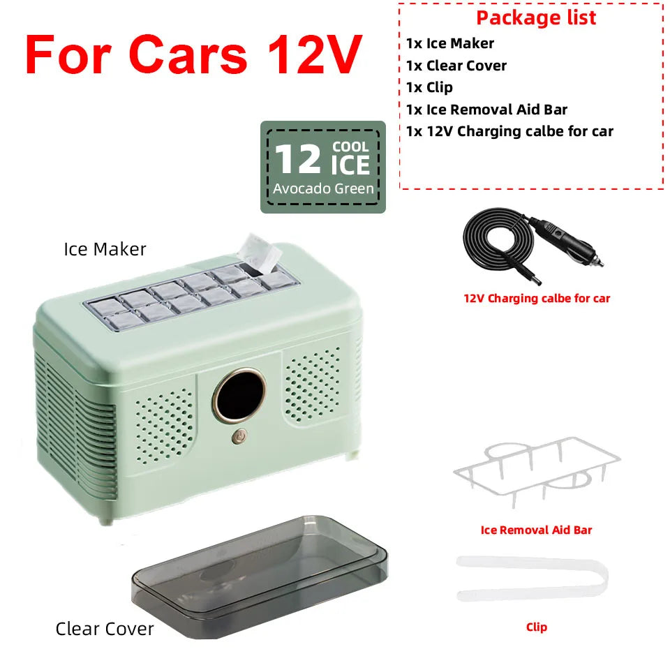 Plugwell™ Portable Mini Ice Maker | 12V/220V Compact Automatic Ice Cube Machine for Car, Camping & Home