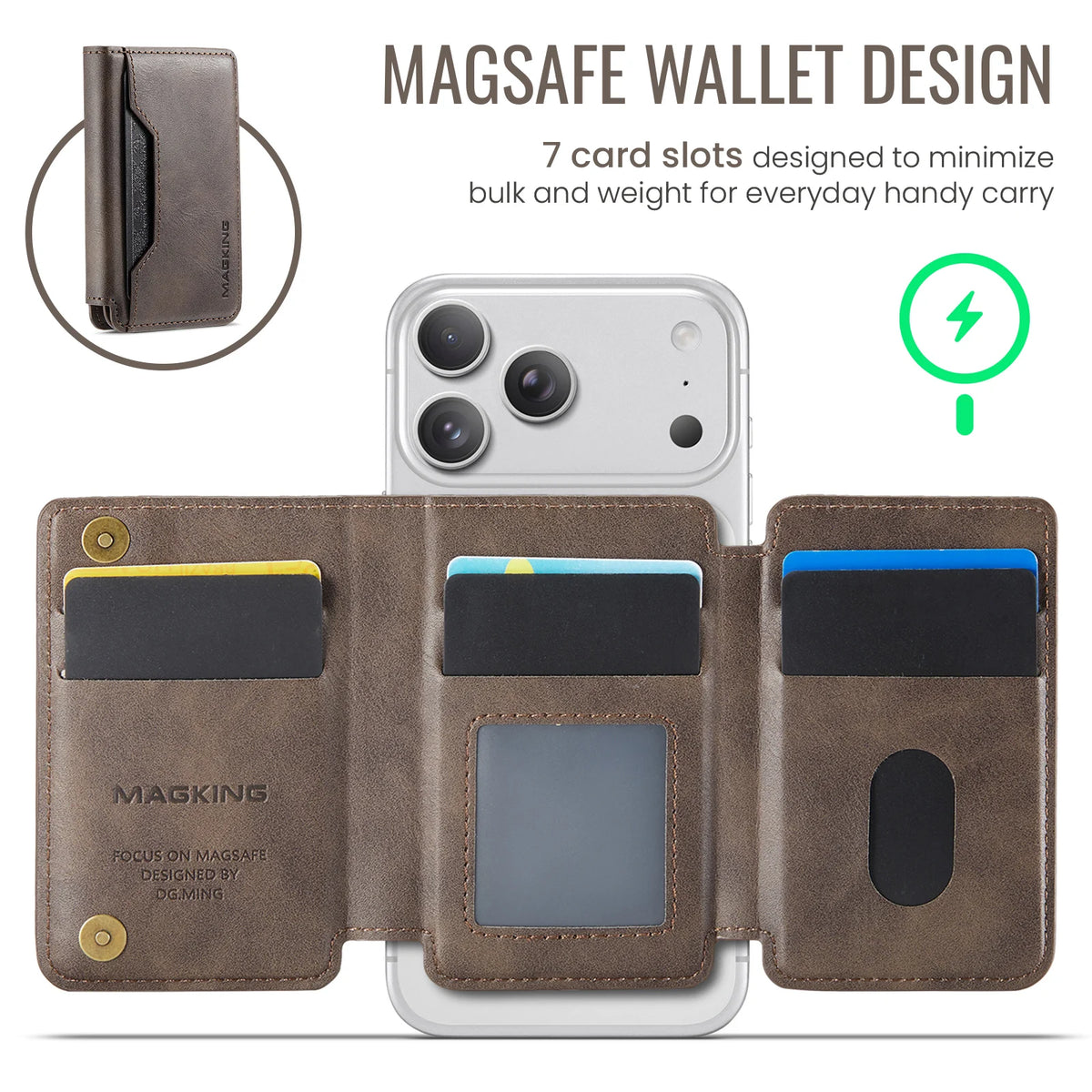 Plugwell™ MagSafe 3-fach faltbare RFID-blockierende magnetische Brieftasche & Kartenhalter
