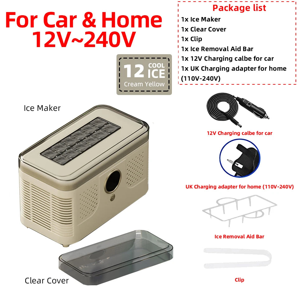 Plugwell™ Portable Mini Ice Maker | 12V/220V Compact Automatic Ice Cube Machine for Car, Camping & Home