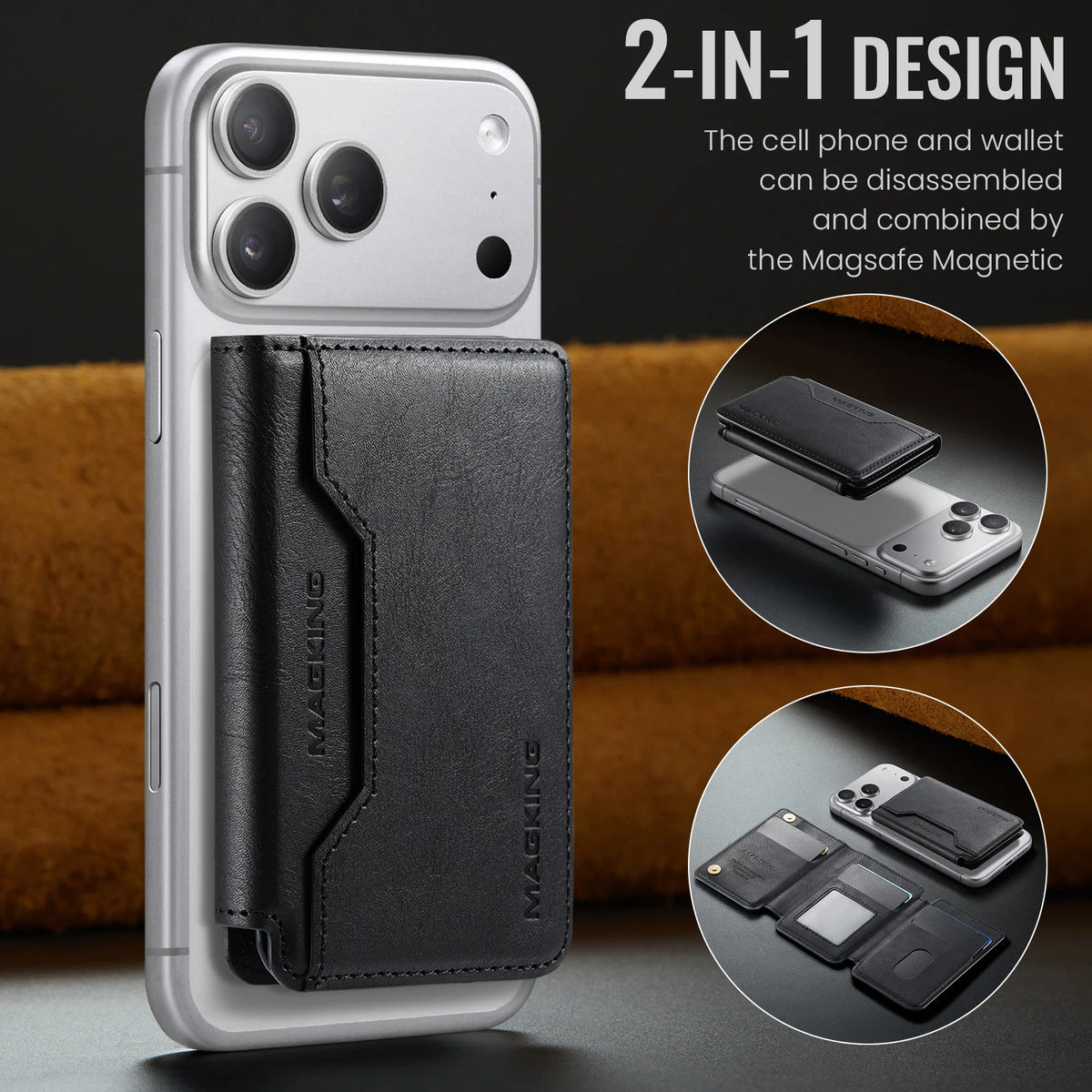 Plugwell™ MagSafe 3-fach faltbare RFID-blockierende magnetische Brieftasche & Kartenhalter