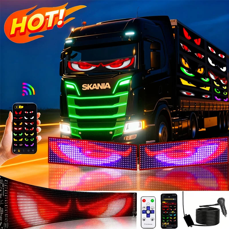 LED-Lkw-Auto-Teufelsaugen-LED-Pixel-Panel-Licht Auto-Windschutzscheibe Lkw-Auge für Bord-Windschutzscheibe 12V 24V Auto Graffiti Lauflicht