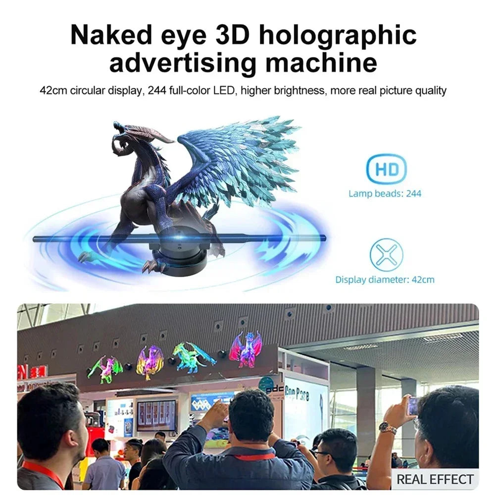 Plugwell™ 42CM 3D Hologram Fan | HD Holographic Projector & Advertising Display Light