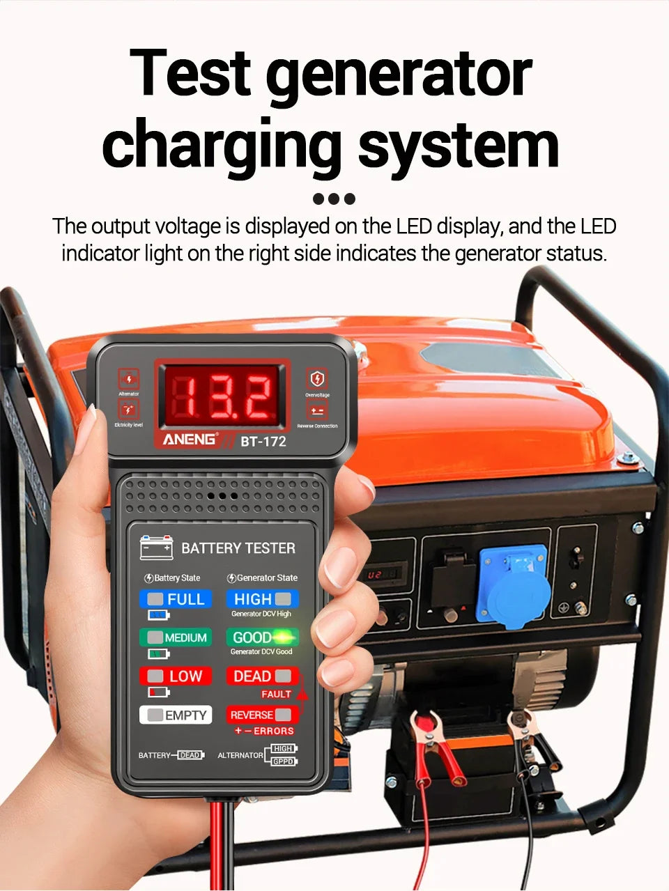 Plugwell™ BT-172 12V Car Battery Tester | Digital LED Display & Buzzer Diagnostic Tool