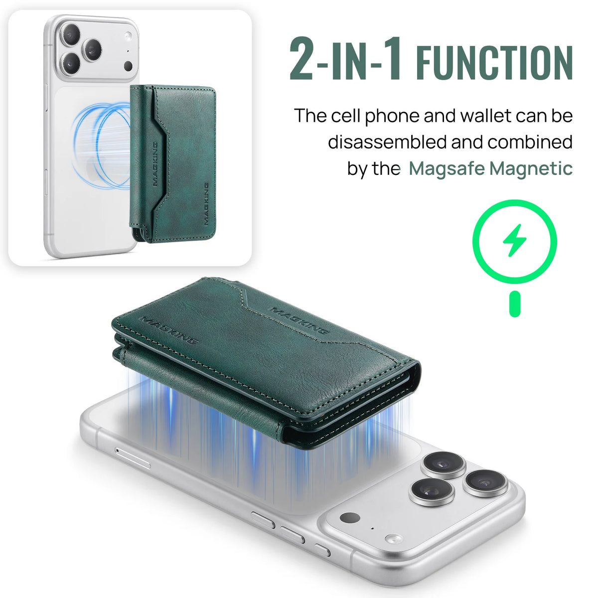 Plugwell™ MagSafe 3-fach faltbare RFID-blockierende magnetische Brieftasche & Kartenhalter