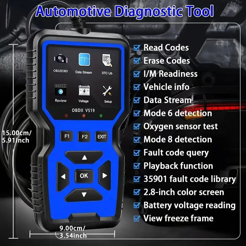Plugwell™ Universal Automotive OBD2 Code Reader & Battery Voltage Tester