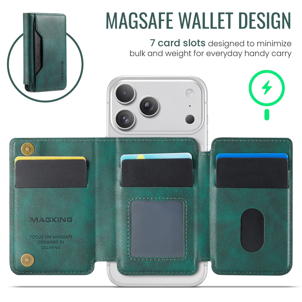 Plugwell™ MagSafe 3-fach faltbare RFID-blockierende magnetische Brieftasche & Kartenhalter