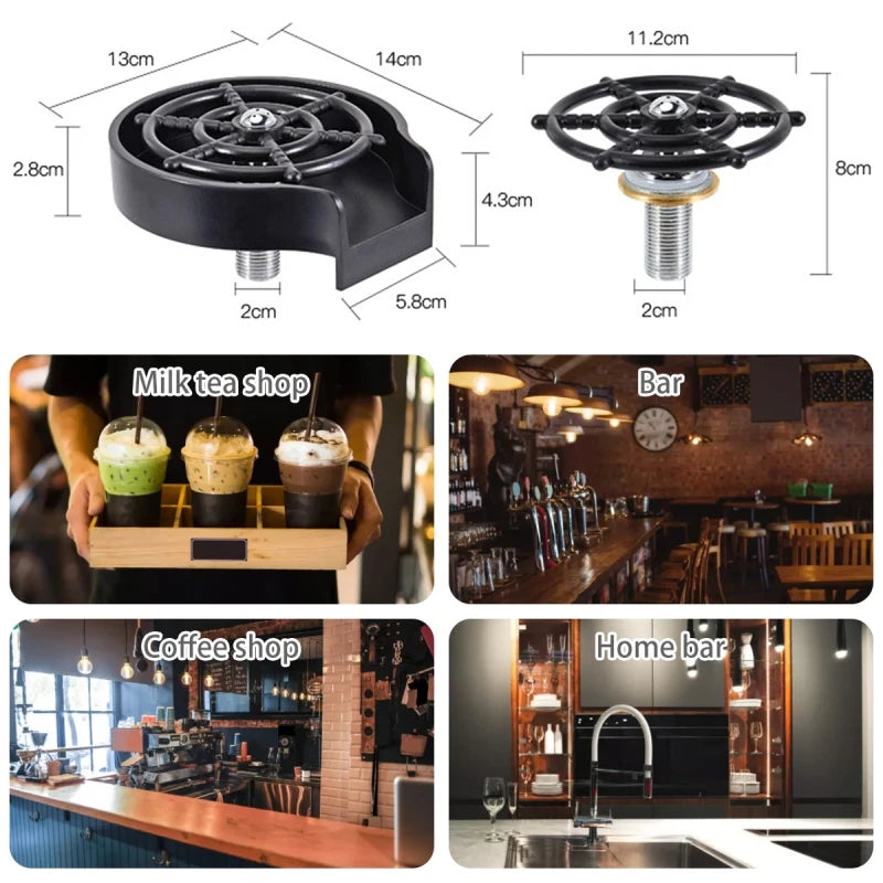 Automatischer Glasbecher-Spüler aus ABS mit hohem Druck für Küchenspüle und Wasserhahn, Glasreiniger für Bier-, Kaffee- und Milchteebecher, Barzubehör