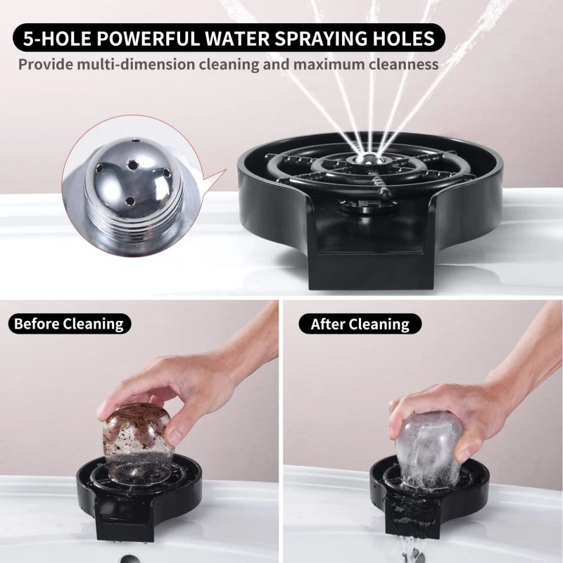 Automatischer Glasbecher-Spüler aus ABS mit hohem Druck für Küchenspüle und Wasserhahn, Glasreiniger für Bier-, Kaffee- und Milchteebecher, Barzubehör