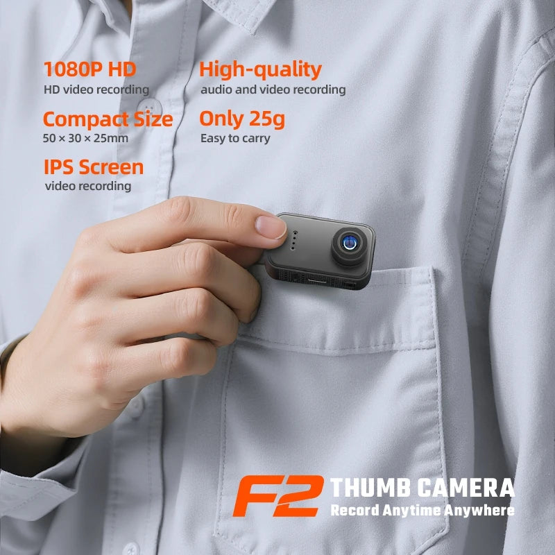 Tragbare Mini-Actionkamera 4K HD, Thumb-POV-Kamera, Bodycam, tragbarer Helmpfropfen, magnetische Sportkamera für die Hosentasche