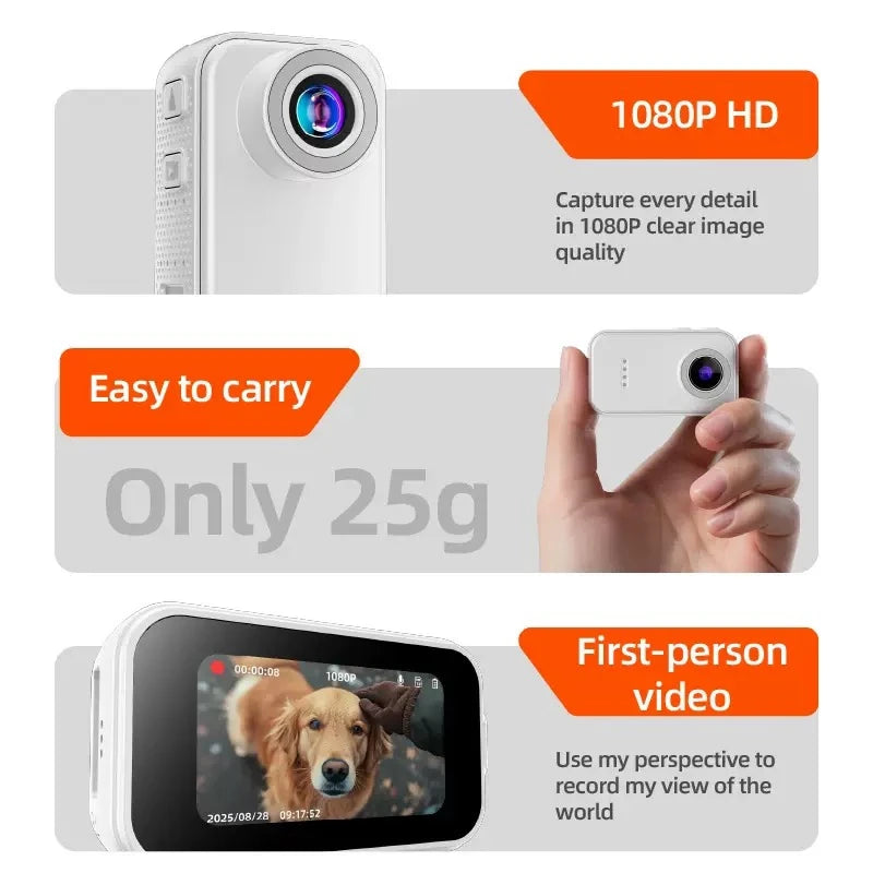 Tragbare Mini-Actionkamera 4K HD, Thumb-POV-Kamera, Bodycam, tragbarer Helmpfropfen, magnetische Sportkamera für die Hosentasche