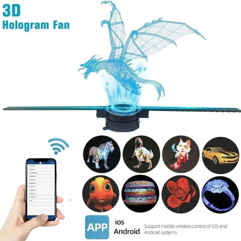 Plugwell™ 42CM 3D Hologram Fan | HD Holographic Projector & Advertising Display Light