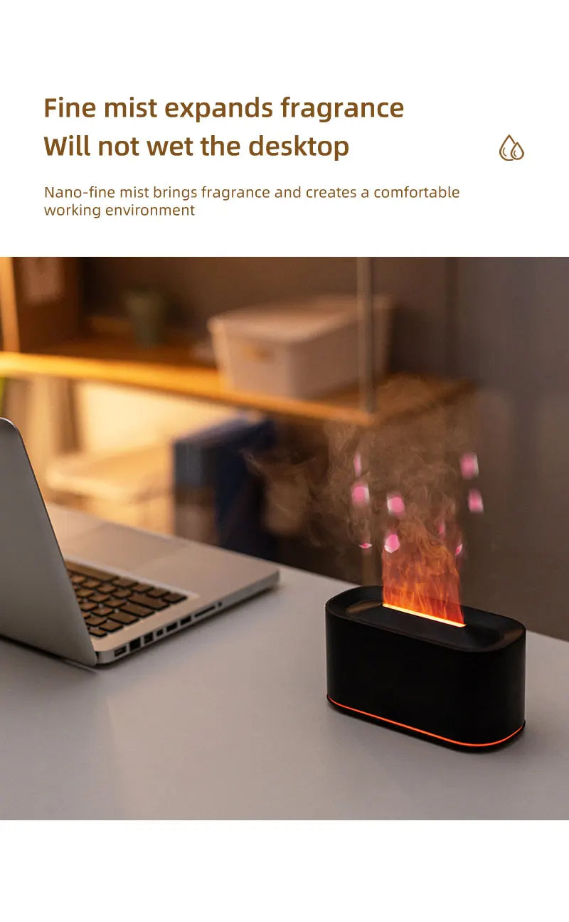 Plugwell™ Mini Flame Aroma Diffuser & RGB Air Humidifier | Essential Oil Desktop Sprayer