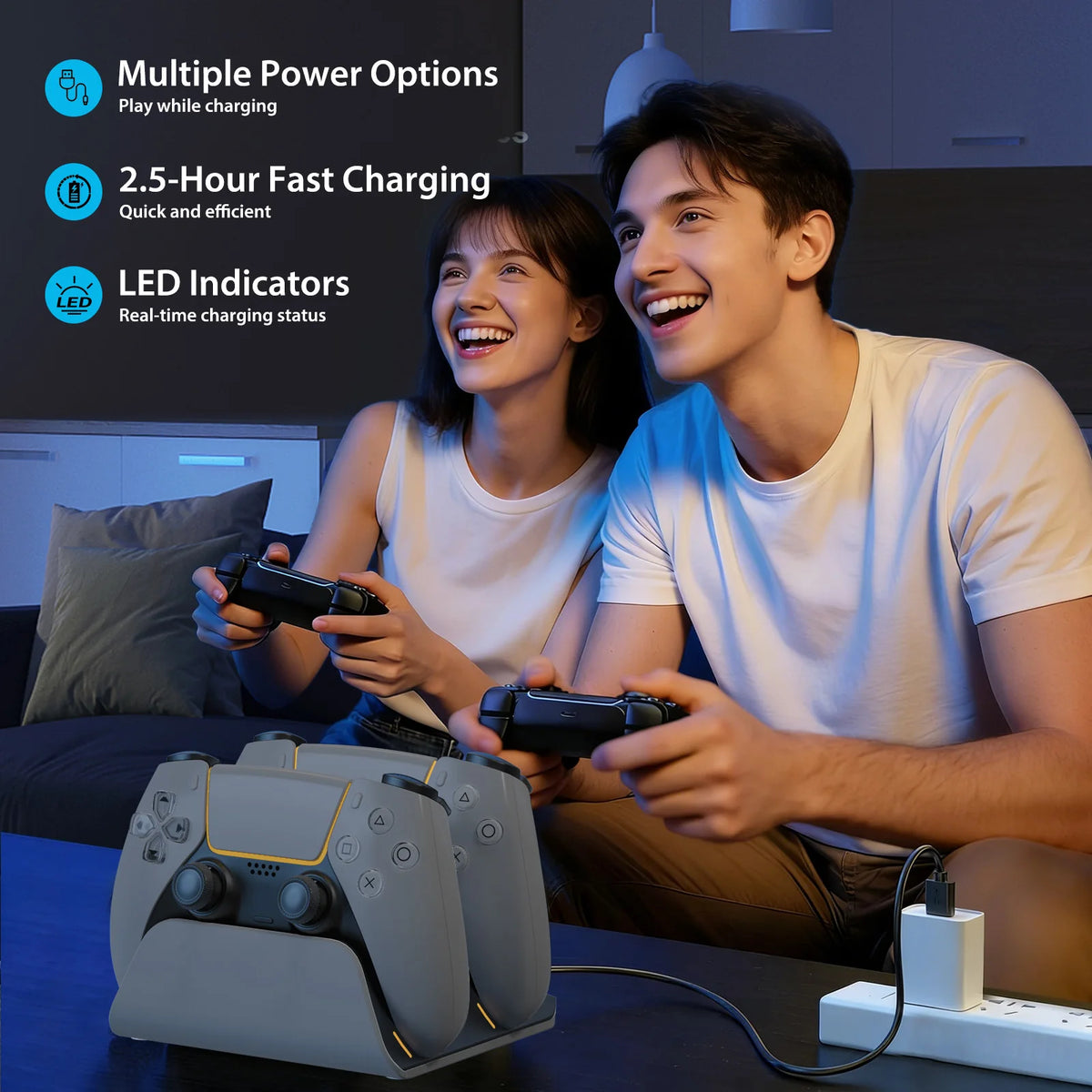 Schnelllade-Dock für PS5-Controller, kabellose Dual-Controller-Ladestation, Ladeständer-Zubehör für PlayStation 5