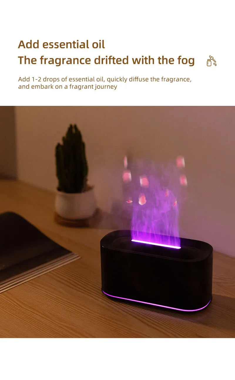 Plugwell™ Mini Flame Aroma Diffuser & RGB Air Humidifier | Essential Oil Desktop Sprayer