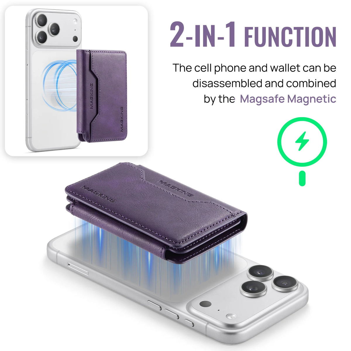 Plugwell™ MagSafe 3-fach faltbare RFID-blockierende magnetische Brieftasche & Kartenhalter