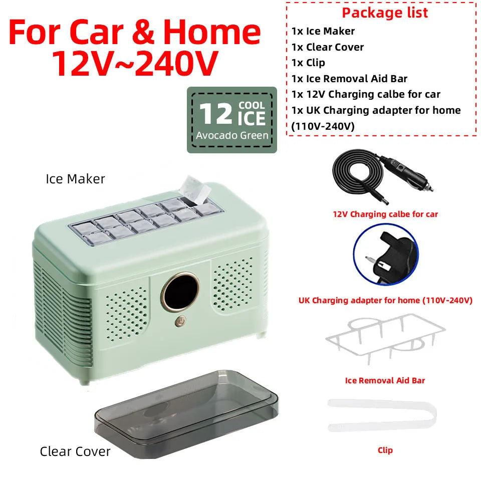 Plugwell™ Portable Mini Ice Maker | 12V/220V Compact Automatic Ice Cube Machine for Car, Camping & Home