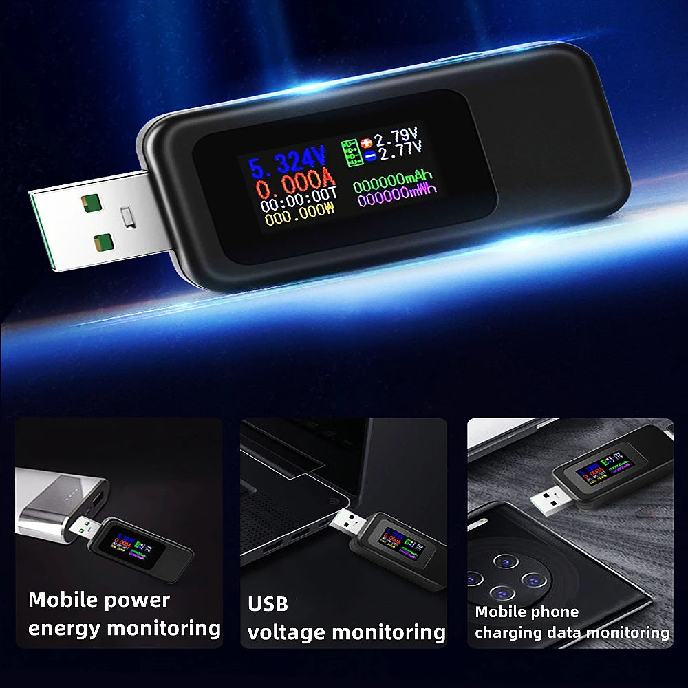 Plugwell™ 10-in-1 Digitales USB-C-Spannungs- und Strommessgerät