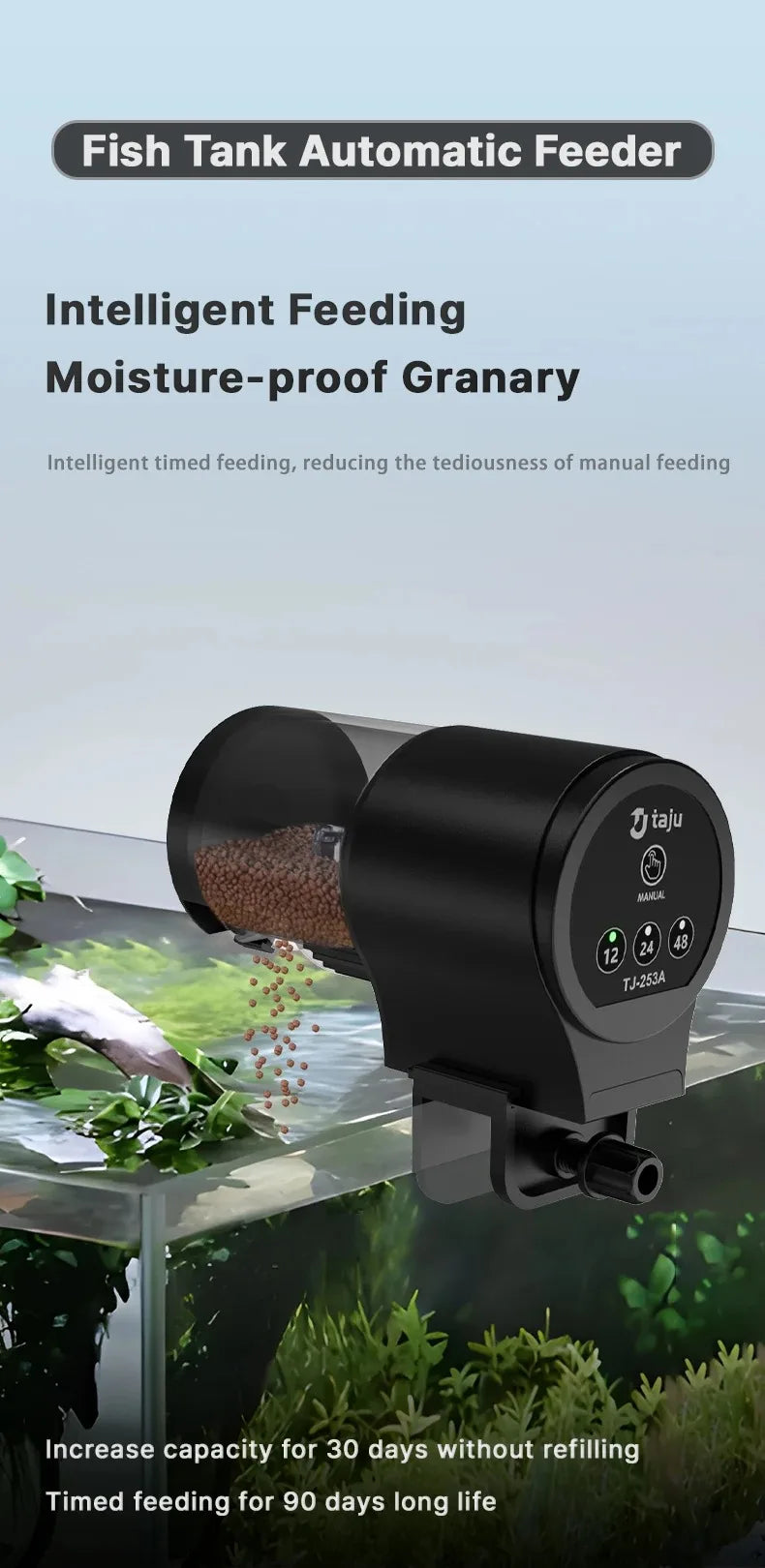 Plugwell™ Automatic Fish Feeder | IP66 Waterproof Timer & Food Dispenser for Fish Tanks & Turtles