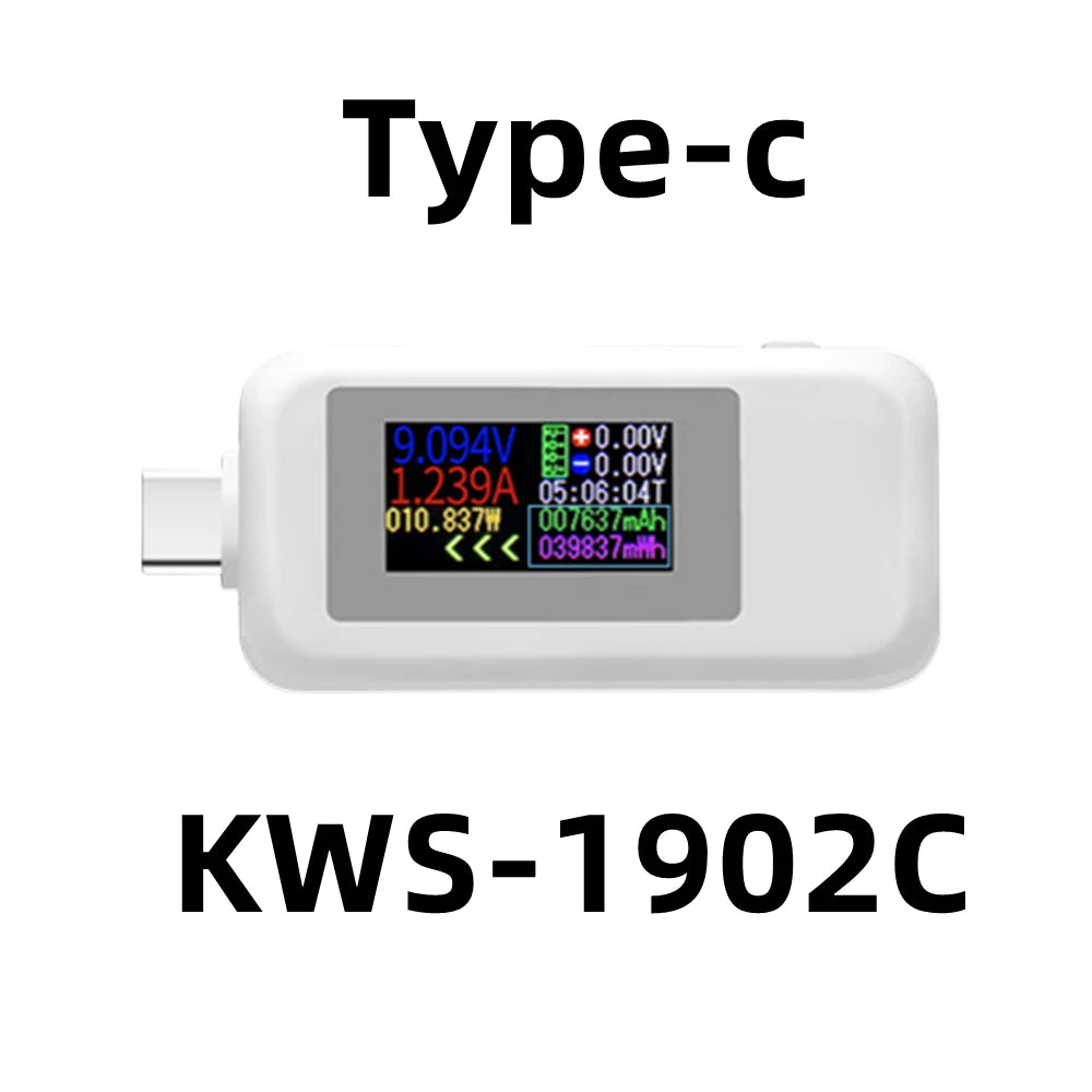 Plugwell™ 10-in-1 Digitales USB-C-Spannungs- und Strommessgerät