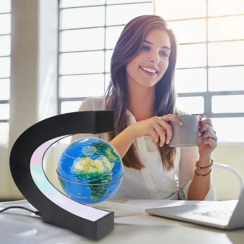 Plugwell™ Levitating World Map Globe with Color-Changing LED Base
