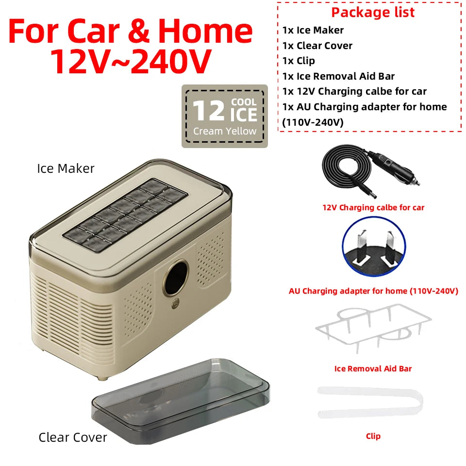 Plugwell™ Portable Mini Ice Maker | 12V/220V Compact Automatic Ice Cube Machine for Car, Camping & Home