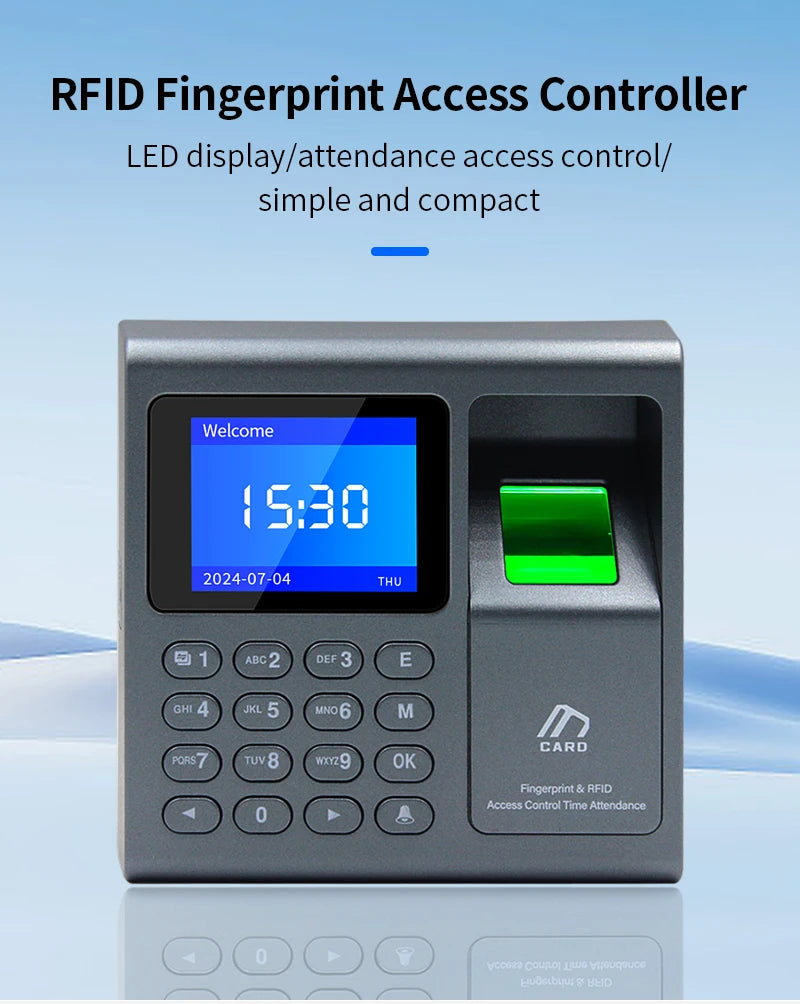 Biometrischer Fingerabdruckscanner RFID-Zutrittskontrollsystem 1000 Benutzer USB Zeiterfassung Präsenzmaschine für Mitarbeiter