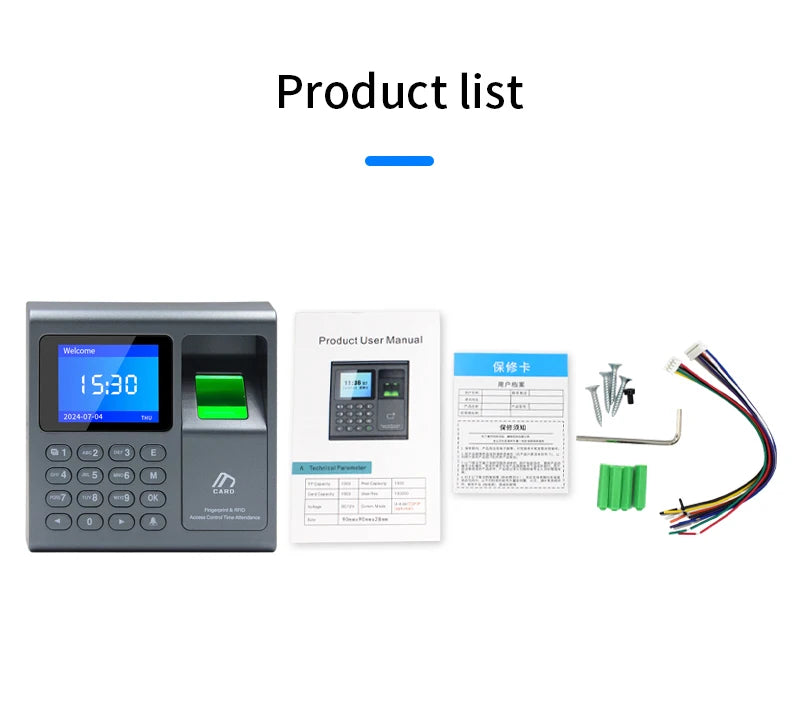 Biometrischer Fingerabdruckscanner RFID-Zutrittskontrollsystem 1000 Benutzer USB Zeiterfassung Präsenzmaschine für Mitarbeiter