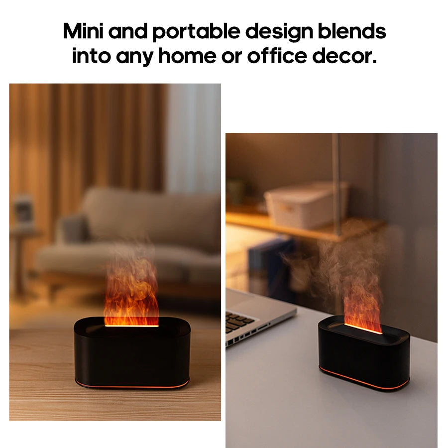 Plugwell™ Mini Flame Aroma Diffuser & RGB Air Humidifier | Essential Oil Desktop Sprayer