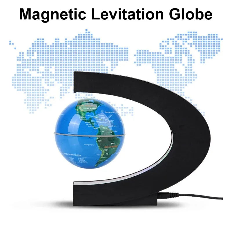 Plugwell™ Levitating World Map Globe with Color-Changing LED Base