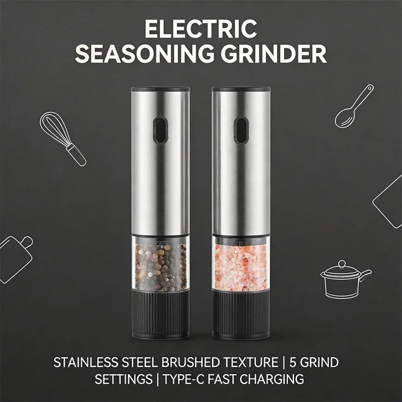 Rechargeable Electric Salt & Pepper Grinder with Adjustable Coarseness