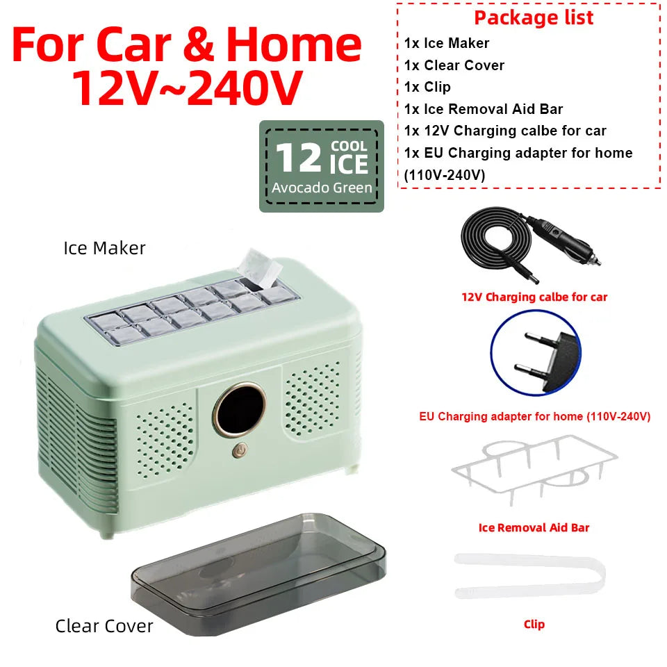 Plugwell™ Portable Mini Ice Maker | 12V/220V Compact Automatic Ice Cube Machine for Car, Camping & Home