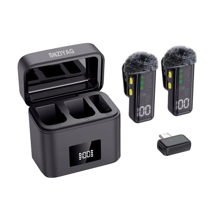 Kabelloses Ansteckmikrofon, KI-Geräuschunterdrückung, LED-Anzeige, 300-mAh-Ladeetui mit Windschutz für Live-Stream-Aufnahmen
