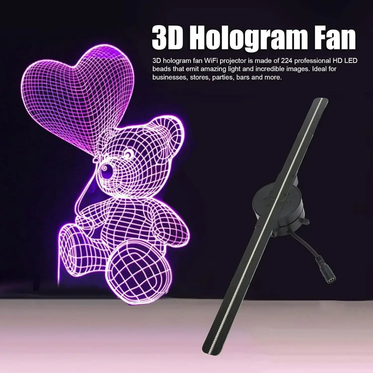 Plugwell™ 42CM 3D Hologram Fan | HD Holographic Projector & Advertising Display Light